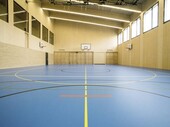 The gymnasium of the school complex Cormanon was newly built of wood