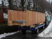 The structure weighting of several tons was delivered ready to drive by a semitrailer truck