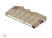 Construction view 3D structure with rafter purlins